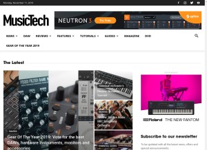 How musictech.net looks like on a tablet such as an iPad.