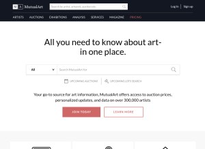 How mutualart.com looks like on a tablet such as an iPad.