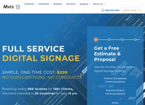 How mvixdigitalsignage.com looks like on a tablet such as an iPad.