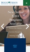 How mvnu.edu looks like on a mobile device such as an iPhone.