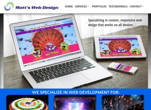 How mwdwebdesign.com looks like on a tablet such as an iPad.
