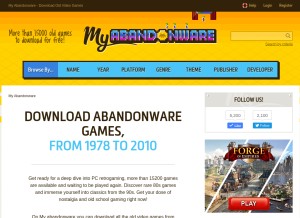 How myabandonware.com looks like on a tablet such as an iPad.