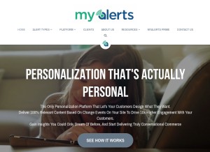 How myalerts.com looks like on a tablet such as an iPad.