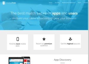 How myappfree.com looks like on a tablet such as an iPad.