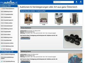 How myauktion.at looks like on a tablet such as an iPad.