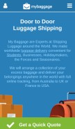 How mybaggage.com looks like on a mobile device such as an iPhone.