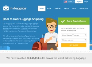 How mybaggage.com looks like on a tablet such as an iPad.