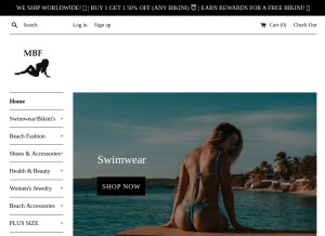 How mybikiniflex.com looks like on a tablet such as an iPad.