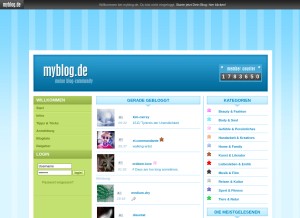 How myblog.de looks like on a tablet such as an iPad.