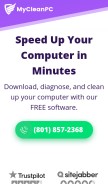How mycleanpc.com looks like on a mobile device such as an iPhone.