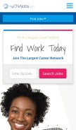How mycnajobs.com looks like on a mobile device such as an iPhone.