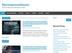 How mycompressedgames.com looks like on a tablet such as an iPad.