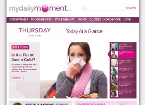 How mydailymoment.com looks like on a tablet such as an iPad.