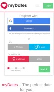 How mydates.com looks like on a mobile device such as an iPhone.
