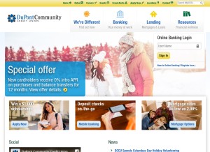 How mydccu.com looks like on a tablet such as an iPad.