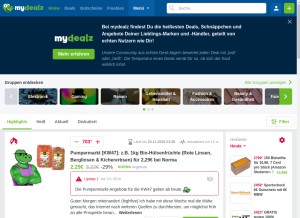 How mydealz.de looks like on a tablet such as an iPad.