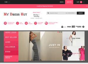 How mydresshut.com looks like on a tablet such as an iPad.