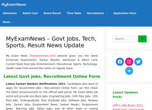 How myexamnews.com looks like on a tablet such as an iPad.