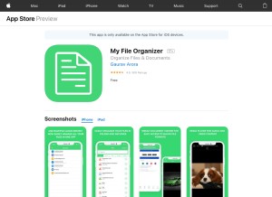 How myfileorganizer.app looks like on a tablet such as an iPad.