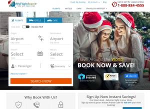 How myflightsearch.com looks like on a tablet such as an iPad.