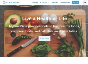 How myfooddata.com looks like on a tablet such as an iPad.
