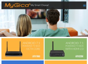How mygica.com looks like on a tablet such as an iPad.