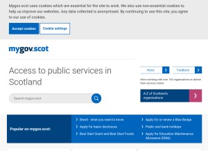 How mygov.scot looks like on a tablet such as an iPad.
