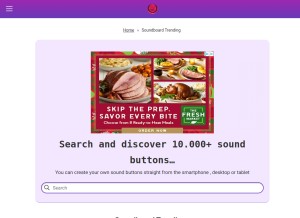How myinstants39.com looks like on a tablet such as an iPad.