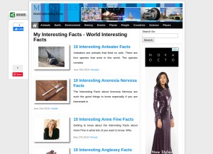 How myinterestingfacts.com looks like on a tablet such as an iPad.
