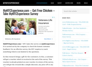 How mykfcexperiencex.com looks like on a tablet such as an iPad.