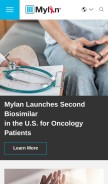 How mylan.com looks like on a mobile device such as an iPhone.