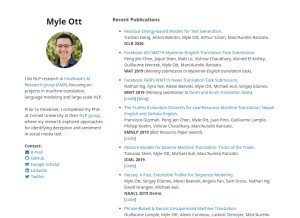 How myleott.com looks like on a tablet such as an iPad.