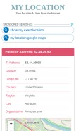 How mylocation.org looks like on a mobile device such as an iPhone.