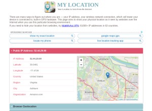 How mylocation.org looks like on a tablet such as an iPad.