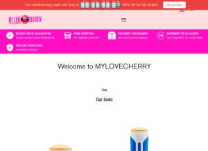 How mylovecherry.com looks like on a tablet such as an iPad.