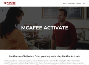 How mymcafee.co.uk looks like on a tablet such as an iPad.