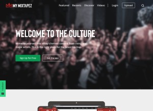 How mymixtapez.com looks like on a tablet such as an iPad.