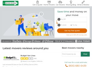 How mymovingreviews.com looks like on a tablet such as an iPad.