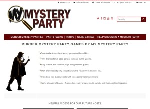 How mymysteryparty.com looks like on a tablet such as an iPad.