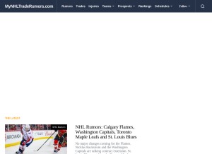 How mynhltraderumors.com looks like on a tablet such as an iPad.