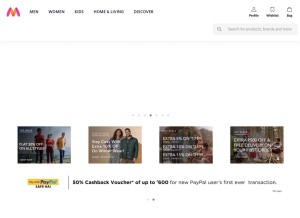 How myntra.com looks like on a tablet such as an iPad.