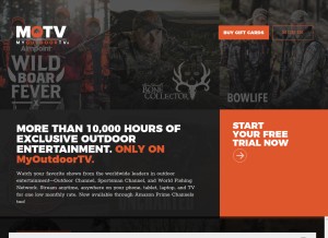 How myoutdoortv.com looks like on a tablet such as an iPad.