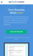 How myperfectresume.com looks like on a mobile device such as an iPhone.