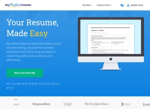 How myperfectresume.com looks like on a tablet such as an iPad.
