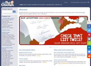 How mypetchicken.com looks like on a tablet such as an iPad.