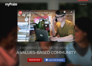How mypraize.com looks like on a tablet such as an iPad.