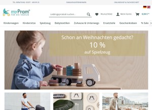 How mypram.com looks like on a tablet such as an iPad.