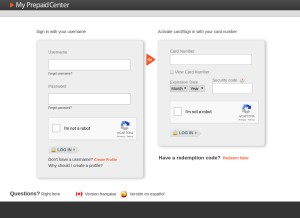 How myprepaidcenter.com looks like on a tablet such as an iPad.