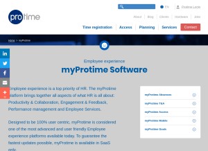 How myprotime.eu looks like on a tablet such as an iPad.