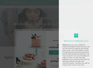 How myregistry.com looks like on a tablet such as an iPad.